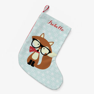Holiday Hipster Brown Fox Small Christmas Stocking
