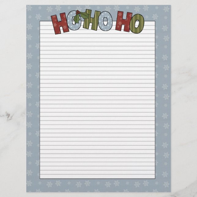 Holiday Ho Ho Ho Lined Letterhead (Front)