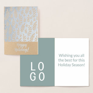 HOLIDAY HOLIDAY BUSINESS GREETING LOGO SAGE GREEN  FOIL CARD