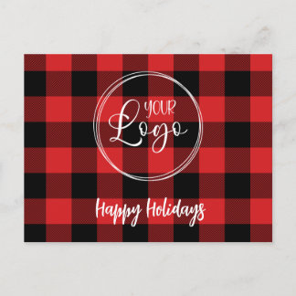 Holiday Holidays Logo Black and Red Buffalo Plaid Postcard