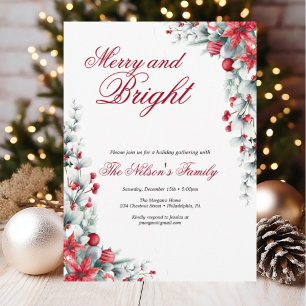 Holiday Holly Christmas Party Card