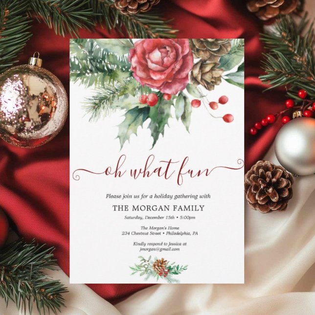 Holiday Holly Christmas Party  Card (Creator Uploaded)