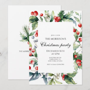 Holiday Holly Christmas Party Invitation