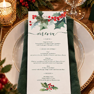 Holiday Holly Christmas Wedding Bridal Shower Menu