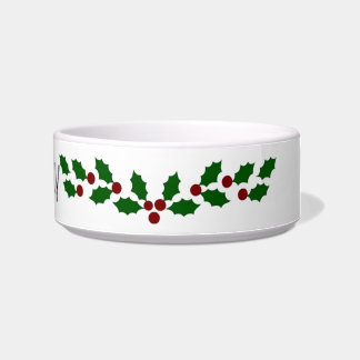 Holiday Holly Customizable Pet Bowl