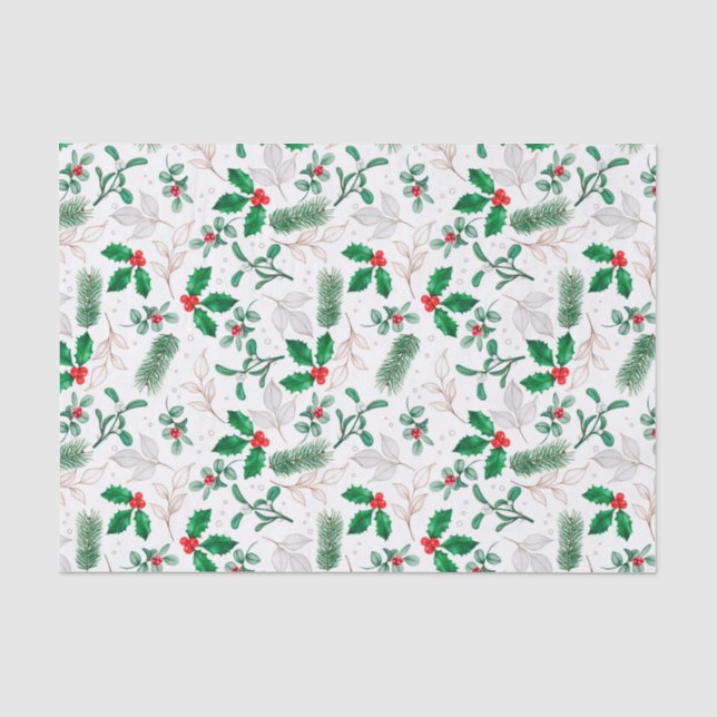 Holiday Holly Tissue Paper Tissue Paper (Front)