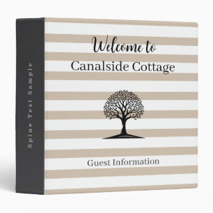 Holiday Home Guest information Tree Stripes Simple Binder