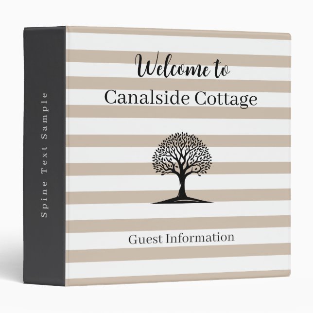 Holiday Home Guest information Tree Stripes Simple Binder (Front/Spine)