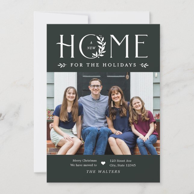 Holiday Home Moving Announcement Christmas Card (Front)