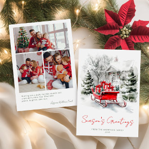 Holiday Home Sleigh Christmas Family Photo Card