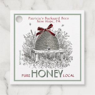 Holiday Honey Skep Tag with Red Bow