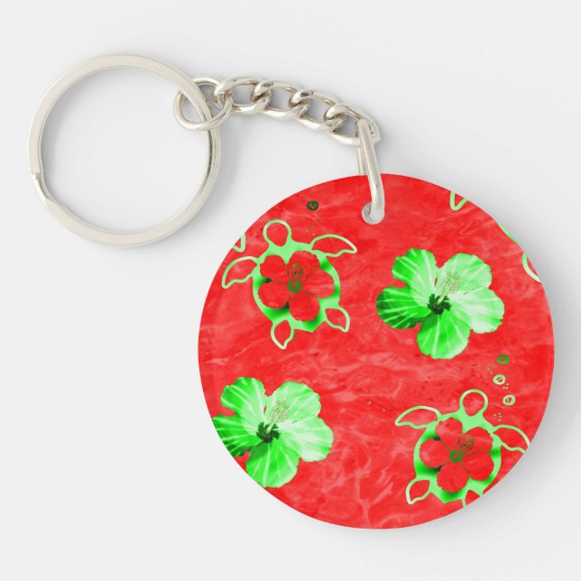 Holiday Honu Turtles Keychain (Front)