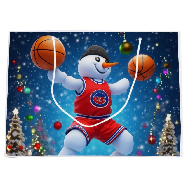 Holiday Hoops Large Gift Bag (Front)