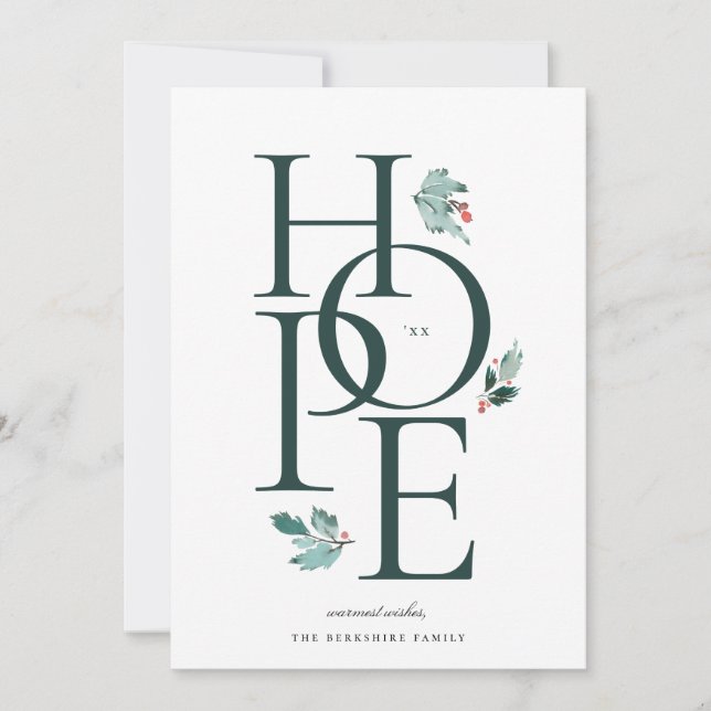 Holiday Hope Modern Botanical Berry Card (Front)