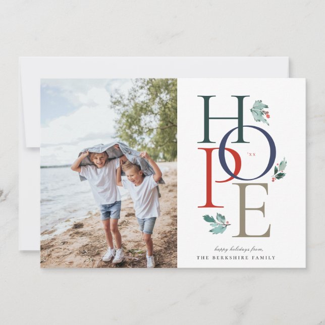 Holiday Hope Modern Botanical Berry Photo Colourfu (Front)