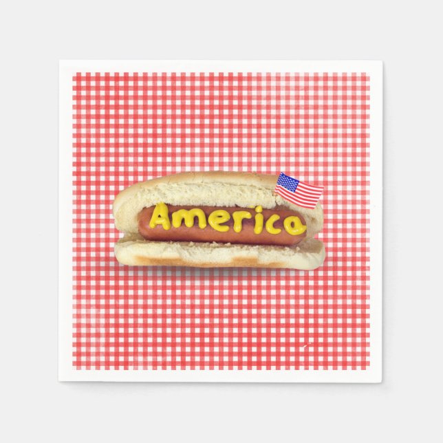 Holiday Hot Dog on Gingham Napkin (Front)