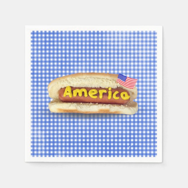 Holiday Hot Dog on Gingham Napkins (Front)