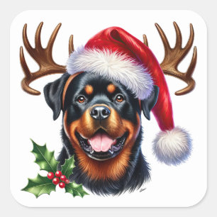 Holiday Hound Ready to Lead! Square Sticker
