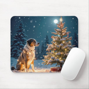 Holiday Hound Tangle In Light String Mouse Pad