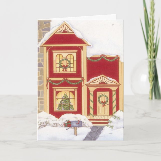 Holiday house Christmas customizable card (Front)