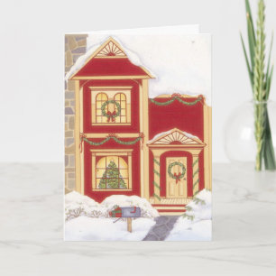Holiday house Christmas customizable card