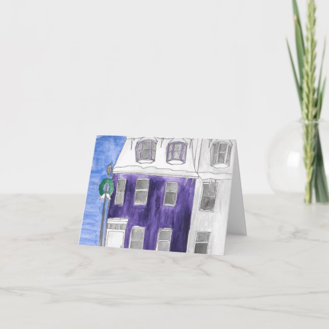 Holiday House with Wreath  Card (Front)