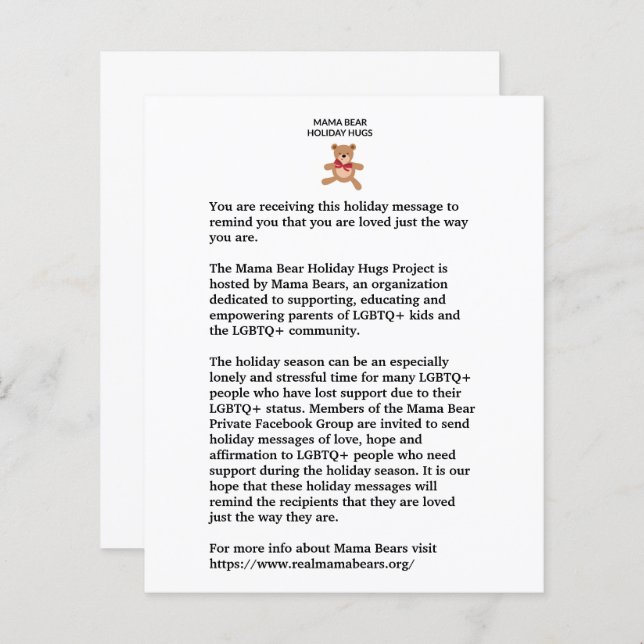 Holiday Hugs Note (Front/Back)