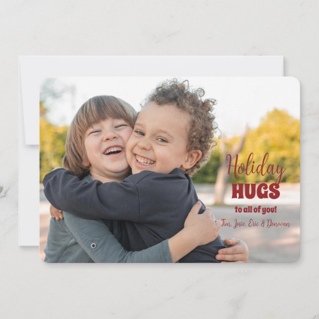 Holiday Hugs Photo Holiday Card (Front)