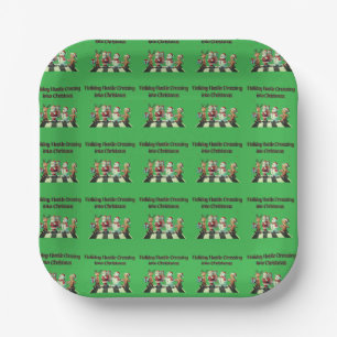 Holiday Hustle Crossing into Christmas Square Paper Plate