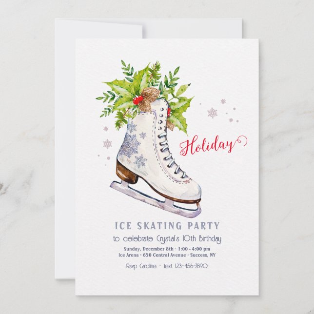 Holiday Ice Skating Party Invitation (Front)