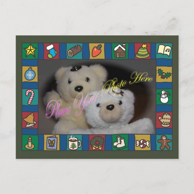 Holiday Icons Cartoon Border Template Postcard (Front)