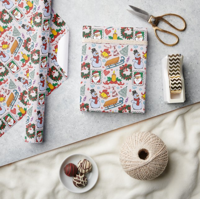Holiday Icons Santa Sleigh  Festive Christmas Gift Wrapping Paper (Crafts)