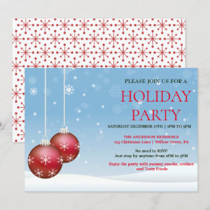 Holiday Invitation with Christmas Ornaments
