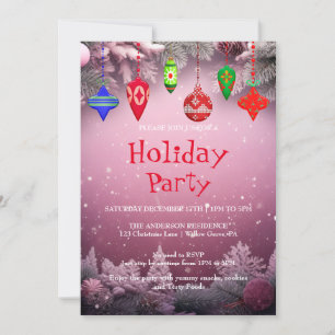 Holiday Invitation with Christmas Ornaments