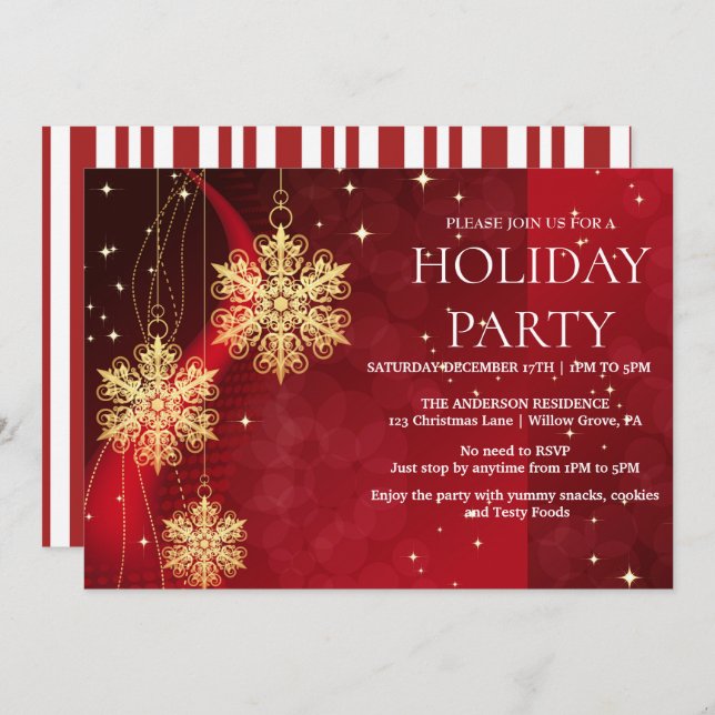 Holiday Invitation with Christmas Ornaments (Front/Back)