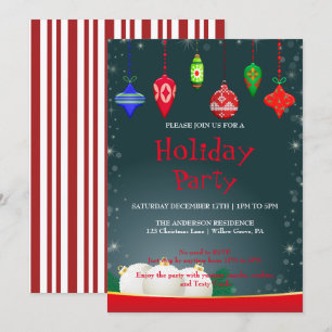 Holiday Invitation with Christmas Ornaments