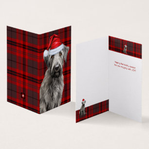 Holiday Irish Wolfhound Dog Red Plaid Christmas