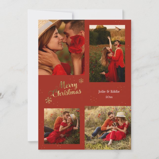 Holiday Joy 4 Photo Greeting Card (Front)