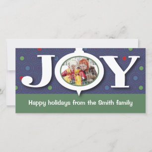 Holiday joy blue photocard card