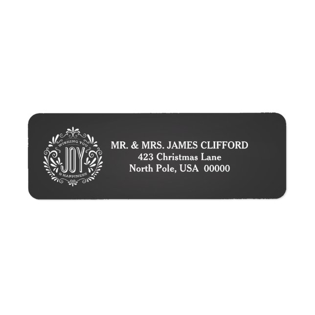HOLIDAY JOY CHALKBOARD RETURN ADDRESS LABELS (Front)