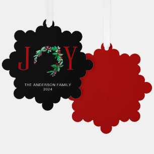 Holiday Joy Christmas Half Wreath Minimalist  Ornament Card