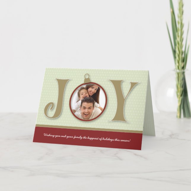 Holiday Joy Custom Family Holiday Card (red) (Front)
