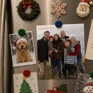 Holiday Joy Modern Warm Magnetic Photo Holiday 