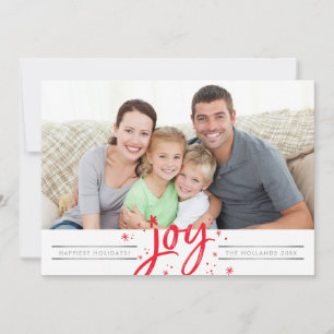 HOLIDAY JOY PHOTO modern simple red sparkles