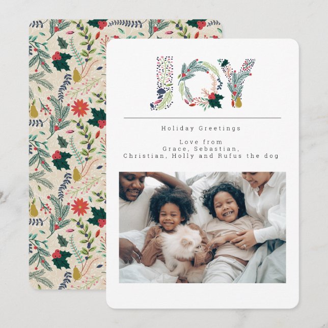 Holiday Joy Photo Personalized Card (Front/Back)