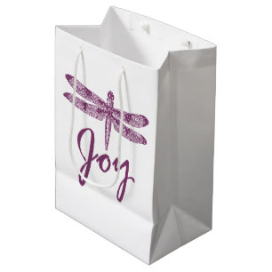 Holiday Joy Purple Dragonfly Medium Gift Bag