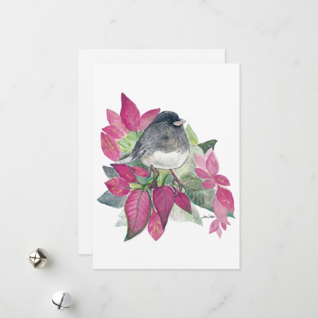 Holiday Junco Bird Art (Front/Back In Situ)