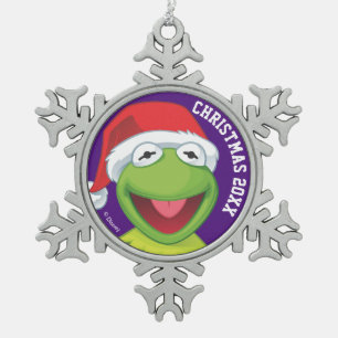 Holiday Kermit 2 Snowflake Pewter Christmas Ornament