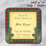 Holiday Kitchen of Holly Plaid Baking Sticker<br><div class="desc">A custom baking or recipe sticker reading From the Holiday Kitchen of and room for your name in blackletter and block text and a holiday design of a sprig of holly on a red and green plaid pattern and a faux parchment background. For your special Christmas breads, relishes or recipes...</div>