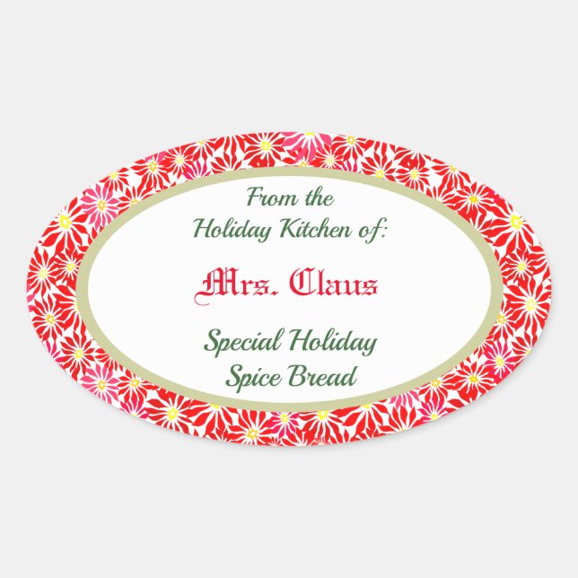 Holiday Kitchen of Poinsettia Baking Sticker (Front)